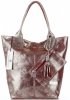 Kožené kabelka shopper bag Vittoria Gotti stříbrná V6141